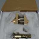 BSEED Gold Door Handles Interior Gold Privacy Door Levers fot Bedroom & Bathroom Lock Set in Modern Satin Gold Finish (1 Pack)