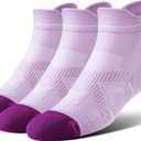 BRISIRA Coolmax Bamboo Viscose Women Compression Running Ankle Socks No Show Athletic Wicking Thick Cushioned Arch Support (8-10, 3 Pairs Purple High)