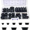 80PCS Silicone Hole Plugs Kit - 7 Sizes (1/4" 5/16" 3/8" 1/2" 5/8" 3/4" 1") - Snap Locking Round Hole Plugs Grommets for Automotive Hole Caps Drain Plugs Bottle Stoppers, Furniture etc. (Black)