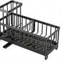 304 Stainless Steel Black Draining Holder for Kitchen Sink By Your Side, Sponge Holder for Sink with High Brush Holder, Kitchen Sink Storage Helper, Sink Caddy Organizer with Knife, Fork, Chopsticks