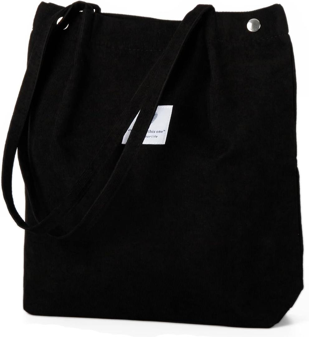 Corduroy Tote Bag Cute Tote Bags for Women Shoulder Bag with Inner Pocket for Work Beach Travel and Shopping Grocery