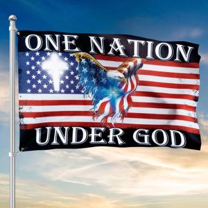 FLAGWIX 4x6 Patriot American Flags, One Nation Under God American Eagle Flag, Decorations For Home, Outside, Inside House, Patriot Decorations - Indoor, Outdoor Decor Flag with Grommetsndoor, Outdoor Decor with Grommets