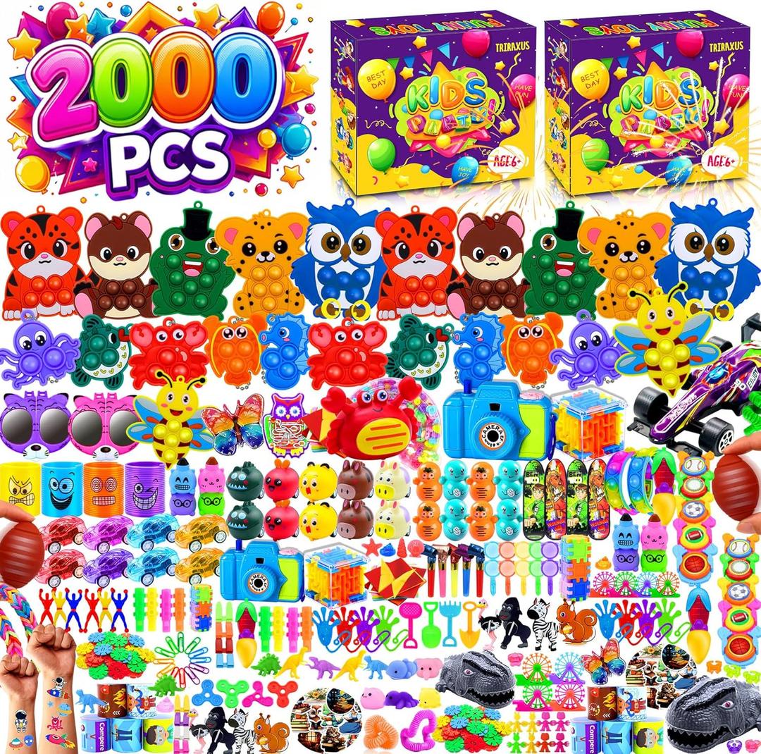 2000 PCS Party Favors for Kids,Bulk Fidget Toys,Goodie Bags Stuffers, Treasure Box Toy for Classroom Prizes, Birthday Gifts, Stocking Pinata Filler Stuffers