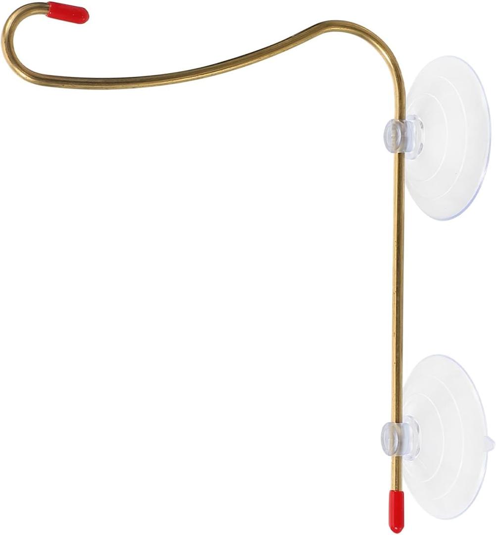 Hemoton Copper Window Hook with Suction Cup for Hanging Hummingbird Feeders and Bird Feeder Bracket for Window Mount 7.87X6.10X2.48 Inch