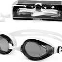 Shortsighted Swim Goggles Leakproof Anti-Fog UV Protection for Nearsighted Adults Women and Youth (-3.5, Black & White)