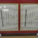 GraduationMall Double 8.5x11 Diploma Frame,Solid Wood & Tempered Glass,Black Finish with Gold Trim,Red & Gold Mat
