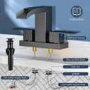 Cobbe Waterfall Bathroom Faucets 3 Hole, Matte Black Bathroom Sink Faucet Square 4 Inch Centerset with Pop-Up Drain, 2 Handle and 2 Supply Hoses, Lead-Free Stainless Steel for Vanity Sink Rv
