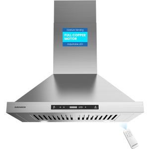 30-inch Wall Mount Range Hood, 900 CFM Ducted/Ductless Kitchen Vent Hood with Full Copper Motor, Triple Smart Controls (Gesture/Remote/Touch), Tunable LED Lighting, Stainless Steel