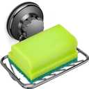 Bar Soap Holder for Shower Wall, Stainless Steel Strong Vacuum Suction Cup Shower Soap Dish, Rustproof Wall Mouted Square Soap Sponge Holder Tray for Bathroom & Kitchen Sink, 2 Pack, Graphite