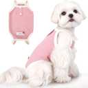 Dog Recovery Suit Sleeveless Protective Shirt Post Surgery Clothes for Puppy Small Dogs Pink Size XXS (XXS-(2~6lb) | Chest(13.4"))