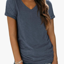 ATHMILE T Shirts Short Sleeve V Neck Tees for Women Fashion Tops Trendy Lightweight Casual Summer Outfits Clothes 2025 Beach Size M
