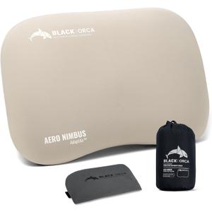 Camping Pillow with 2PC Removable Cover, Inflatable Memory Foam Travel Pillows Backpacking Pillow for Outdoor Camp, Travel, Hiking (Deep Gray)