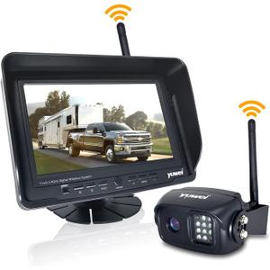 Digital Wireless Backup Camera System Kit, AHD1080P, Wireless Rear View Camera and 7'' LCD Wireless Reversing Monitor for Trailer, RV, Bus, Trucks, Horse-Trailer, School Bus, Farm Machine,etc