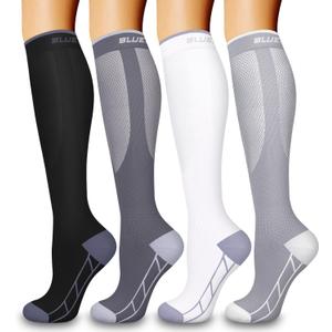 4 Pairs Compression Socks for Women and Men-Circulation Best Support Socks for Running,Athletic,Cycling (Small-Medium, 01 Classic Black/Dark Grey/Grey/White)