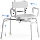 Loyoda Sliding Shower Chair with Swivel Seat for Bathtub, Ideal for Seniors | Slide Bathtub Transfer, Aluminum Alloy Frame, with Security Belt, 360 Rotation, 350 lb Capacity