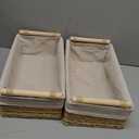 Newtay Beige 2 Pcs 14" x 8" x 5" Wicker Toilet Basket Tray with Handles