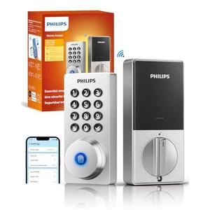 Philips Wi-Fi Door Lock, WiFi Smart Lock Keyless Entry Deadbolt for Front Door, Remote Control, Built-in WiFi, APP Fingerprint Passcode Unlock, Auto Locking