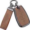 YO&YOYE Compatible with Chevy Key Fob Cover with Keychain Leather Key Case Protector for Chevrolet Equinox Malibu Cruze Camaro Tahoe Silverado Traverse Blazer Sonic (Brown, 4 buttons)