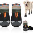 SlowTon Dog Shoes for Large Small Medium Dogs - Waterproof Dog Boots for Summer Hot Pavement, Paw Protector for Outdoor Walking Winter Snow, Anti-Slip Rubber Dog Booties for Hardwood Floor (B, 6), #6 (Width 2.6 inch) for 52-68 lbs, A1-Black Waterproof