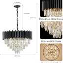 Black Crystal Chandelier 24'' K9 Crystal Round Pendant Lights Adjustable 5-Tier Large Modern Crystal Chandelier Light 10-Lights for Dining Room Living Room Kitchen Foyer Entryway