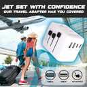 2 x All-in-One International Plug Adapter Universal Travel Adapter with Surge Protector and PD 35W Dual USB 3 Type C Ports Outlet Extender for USA AU EU UK (White)