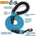 No Pull Dog Harness Adjustable Reflective Oxford Easy Control Medium Large Dog Harness with A Free Heavy Duty 5ft Dog Leash (L (Neck: 18"-25.5", Chest: 24.5"-33"), Blue Harness+Leash)