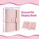 Enamel Pin Display Book - 4 Page Leather Travel Organizer for Collectors, Portable Lapel Pin Holder with Secure Storage, Compact Pin Trading Book (Pink)