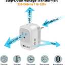 220V to 110V Voltage Converter US to Europe with 2 USB A & 2 USB C Ports Fast Charging, Power Converter for European Travel International Universal Travel Adapter for Italy Germany Spain France