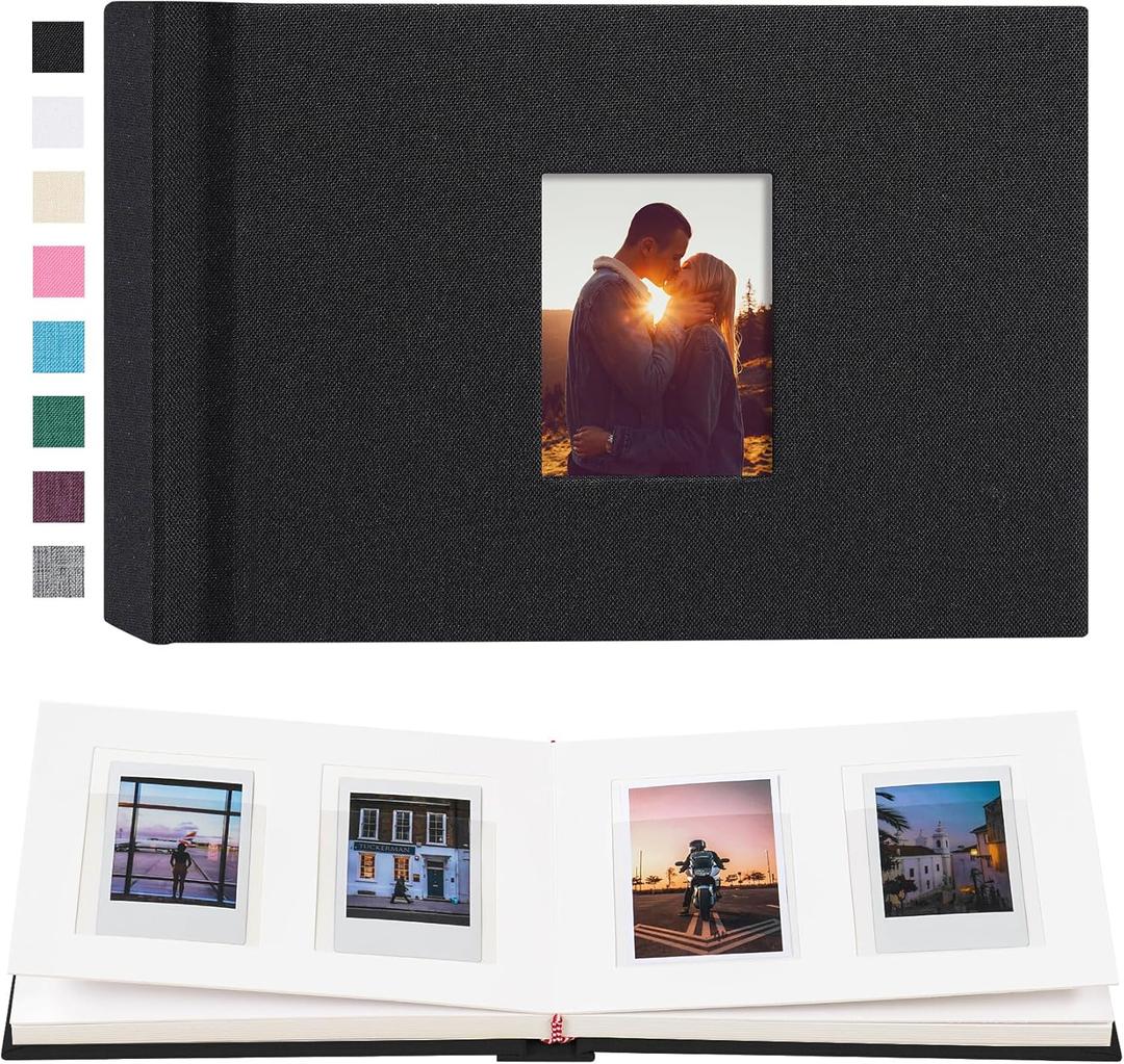 56 Pockets Instax Mini Photo Album for 2x3 Pictures, Linen Hardcover Polaroid Photo Album with Writing Space, Polaroid Album Book for Fujifilm Instax Mini Instant Camera (Black)