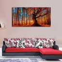 Yearainn Large Canvas Wall Art Forest Sunset Canvas Pictures Red Leaf Trees Landscape Contemporary Nature Picture for Living Room Bedroom Home Office Wall Decor Framed Ready to Hang 24" x 48"