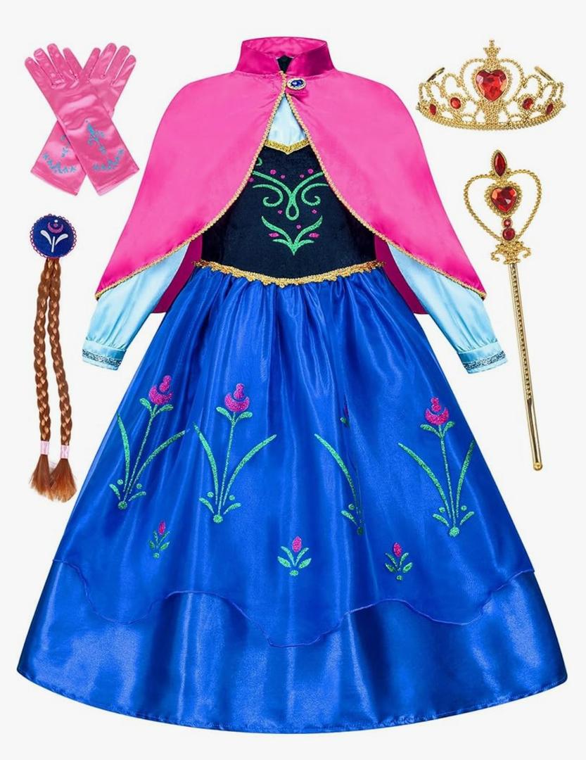 Avady Princess Dress for Girls Princess Costumes Kids Cosplay Dress Up, 7-8 years