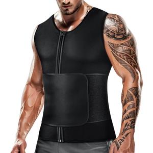 Cimkiz Men's Waist Trainer Sauna Suit Shirt, Gym & Exercise Compression Vest, Sweat-Boosting Workout Top (Black)