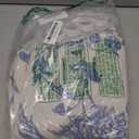 WOUVMA Blue Shower Curtain Floral Cotton Linen Cottagecore Shower Curtain for Bathroom 78" L x 72" W Long