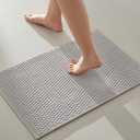 TYUU Bathroom Rugs Non Slip Washable, Super Absorbent Thin Bath Mat Small Quick Dry Low Pile Bathroom Rug, Light Grey 16"x24"