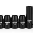 CASOMAN 10Piece Impact Socket Set-10mm, 1/4" & 3/8" Drive, Deep & Shallow, Metric, Black Phosphate Finish
