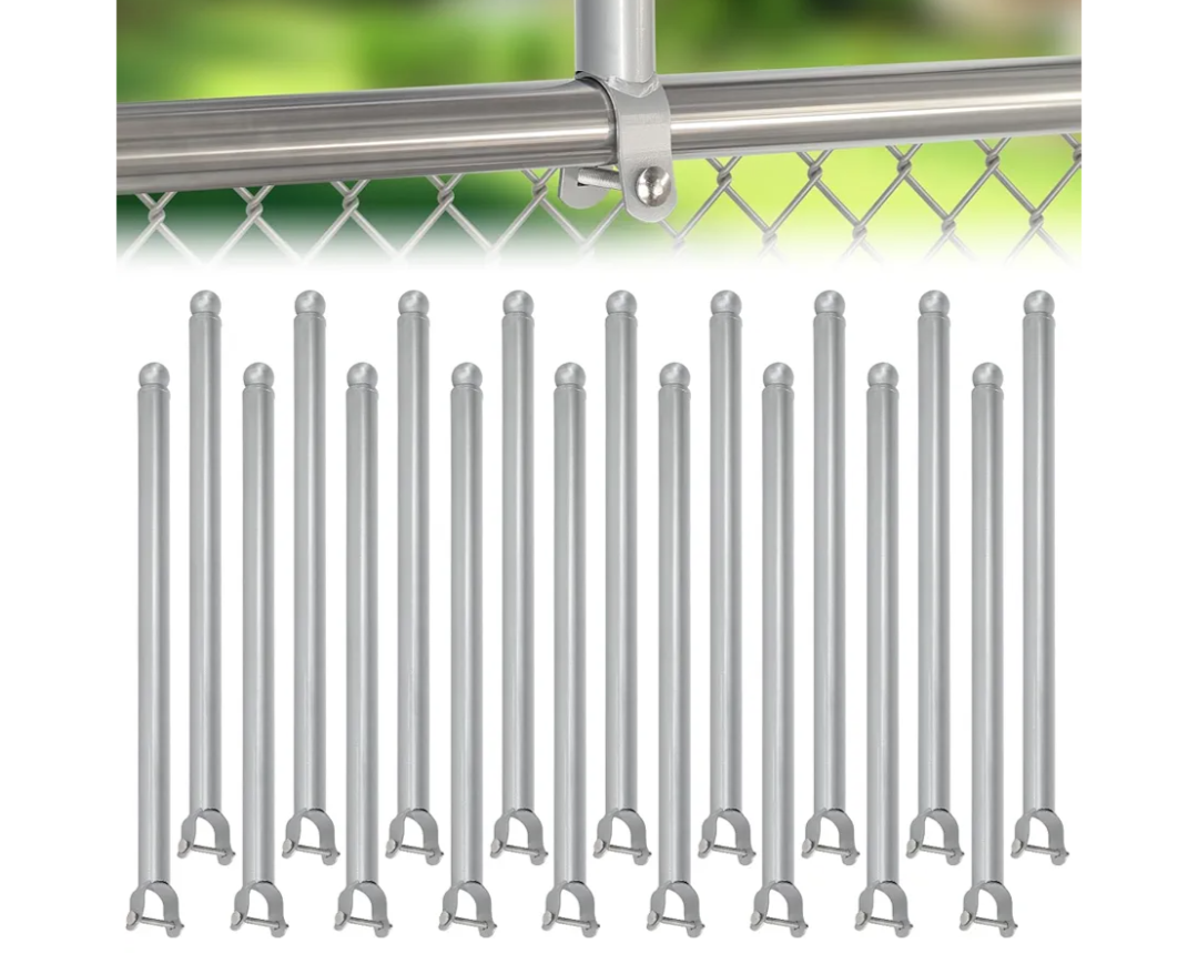 18 Pack Chain Link Fence Extension, 25.2'' Fence Extension Height, Galvanized Post Extender for Dogs and Privacy (1-3/8'', Silver)