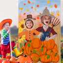 Thanksgiving Photography Backdrop Pumpkin Photo Background Fall Harvest Decor Autumn Events Photo Props Scarecrow Fall Party Festival Supplies Trunk or Treat Car Decorations with Rope, 60 x 40 Inch