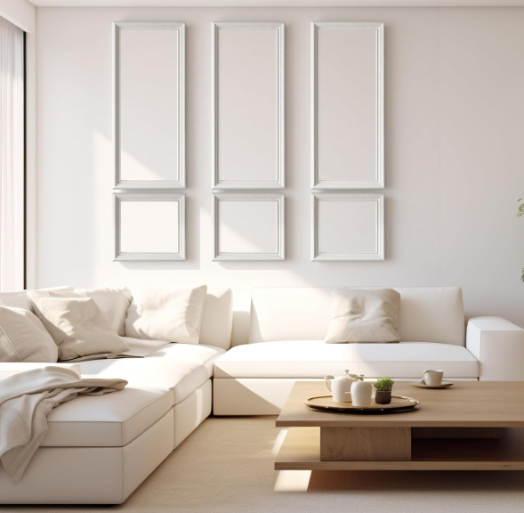 3 Set Pre-Cut Wall Molding Peel and Stick Wall Panels 3D Self Adhesive Baseboard Molding Trim for Interior Decor Living Room Bedroom Accent(54 x 24 in,White)