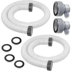 1.5" Pool Pump Hoses with Adapter Type B Connector Kit for Intex Coleman Above Ground Pools -1 1/2 Pool Hose Compatible with 1500-2500 GPH Sand Filter Pumps & Saltwater Systems (2, White)