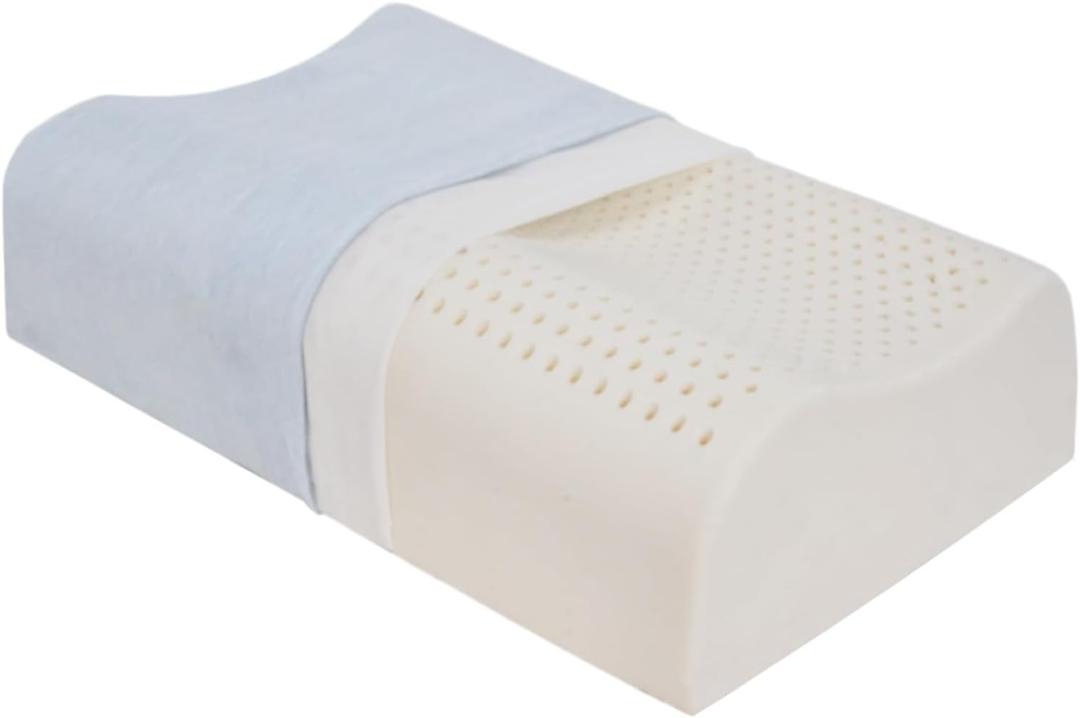 Natural Latex Thick Pillow for Large Person, Extra High Profile Cervical Neck Contour Orthopedic Pillow for Side Back Sleeper, Ergonomic Firm Pillow for Neck Shoulder Pain Relief (5.5/6.2 inches)