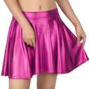 HDE Women's Casual Fashion Flared Pleated A-Line Circle Skater Skirt (Hot Pink), Extra Large 