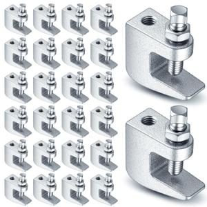 Hicarer 100 Pcs Top Beam Clamp 3/8" Iron Safety Rod Clamp 3/4" Jaw Opening