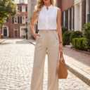 Blooming Jelly Women High Waisted Wide Leg Pants Casual with Buttons Slacks