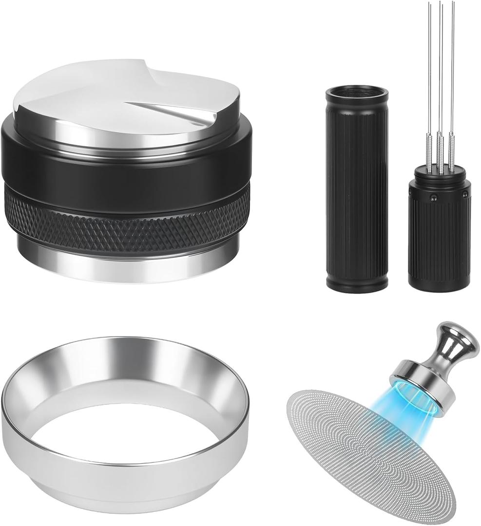 58mm Espresso Tools Coffee Distributor and Tamper Leveler, WDT Tool, Magnetic Dosing Funnel and Puck Screen with Remover, Espresso Accessories Kit Fits 58mm Portafilters and Espresso Machines