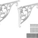 2 Pack 8 Inch Shelf Brackets, White Shelf Brackets,Metal Bracket for Shelves Ornate Heavy Duty Decorative Wall Brackets for Shelves (2, White)
