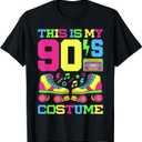 90s Costume 1990s Theme Party Nineties Styles Fashion Outfit T-Shirt (Small, Black)