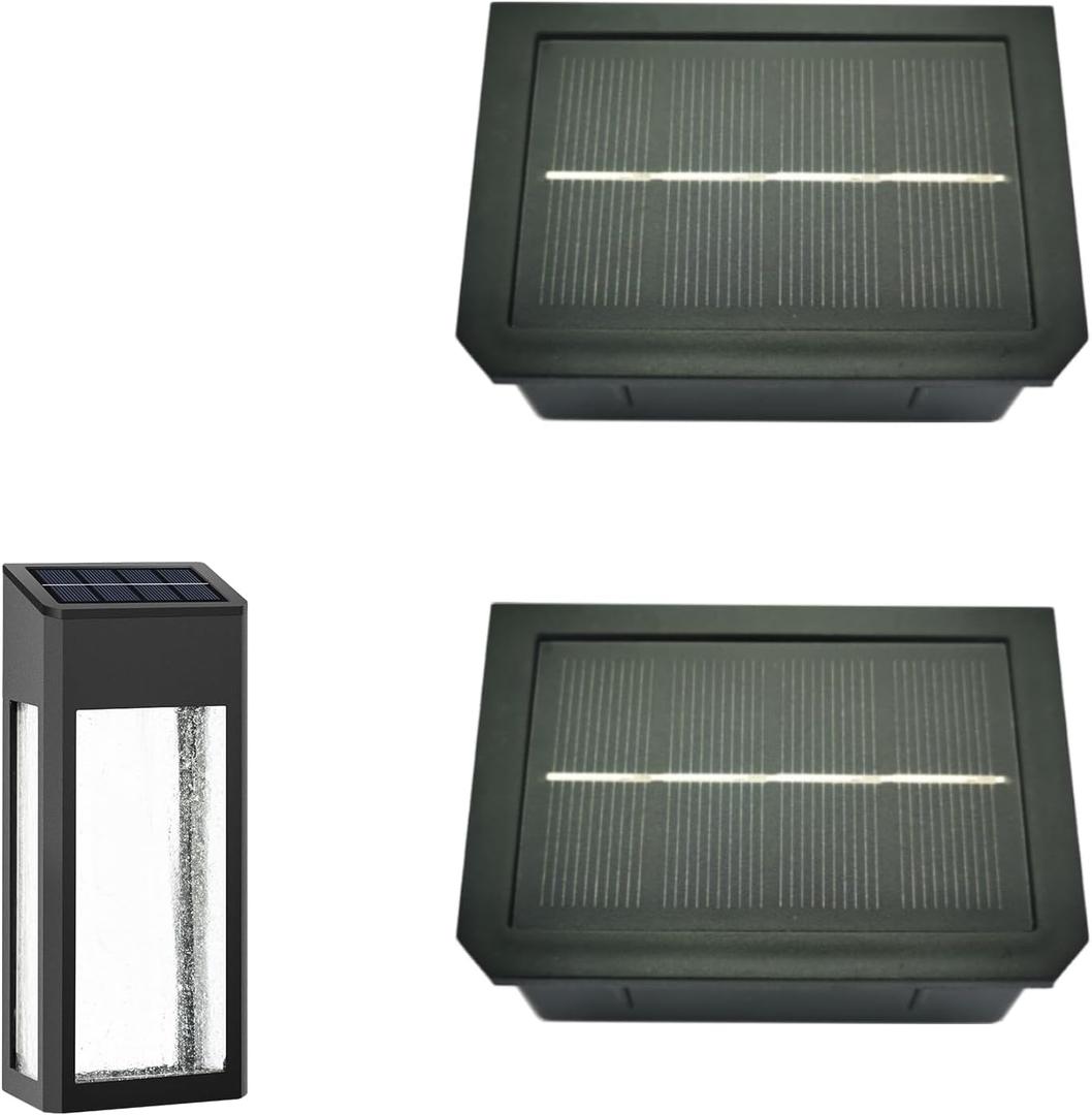 2 Pack Solar Light Replacement Top for Outdoor Fence Lights and Wall Lights, Solar Light Inserts 10Lumens Waterproof, 2 Lighting Mode - Color Changing and Warm White