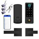 BEBASIA Smart Fingerprint Door Lock with Handle Set, Full App Control, Electronic Digital Touchscreen Keypad, Deadbolt Smart Locks for Front Door, Auto Lock, Black