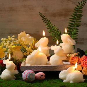MTLEE 6 Pieces Easter Bunny Shaped Soy Candles Scented Candles Spring Bunny Tealight Candles Home Decor Bunny Candle Handmade Wax Candle for Bedroom Bathroom Party (White, Lovely Bunny)