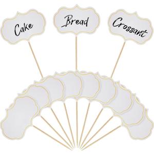 50 Pieces Cheese Markers for Charcuterie Board Buffet Labels Food Tags Blank Toothpick Flags Appetizer Signs Chalkboard Cupcake Toppers Picks for Wedding Birthday Party Decorations (White)